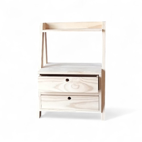 Mesa de luz nórdica de 2 cajones con estante abajo - 30x40x60h - Imagen 2