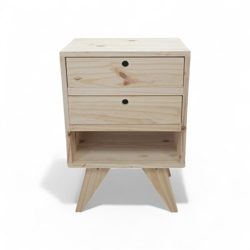 Mesa de luz nórdica de 2 cajones con estante abajo - 30x40x60h