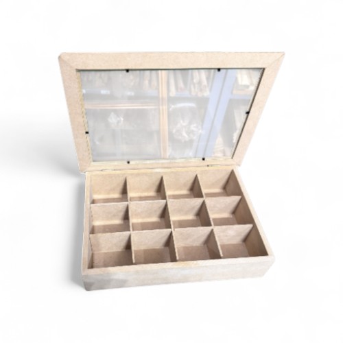 Caja de te MDF - Tapa con vidrio - Imagen 4