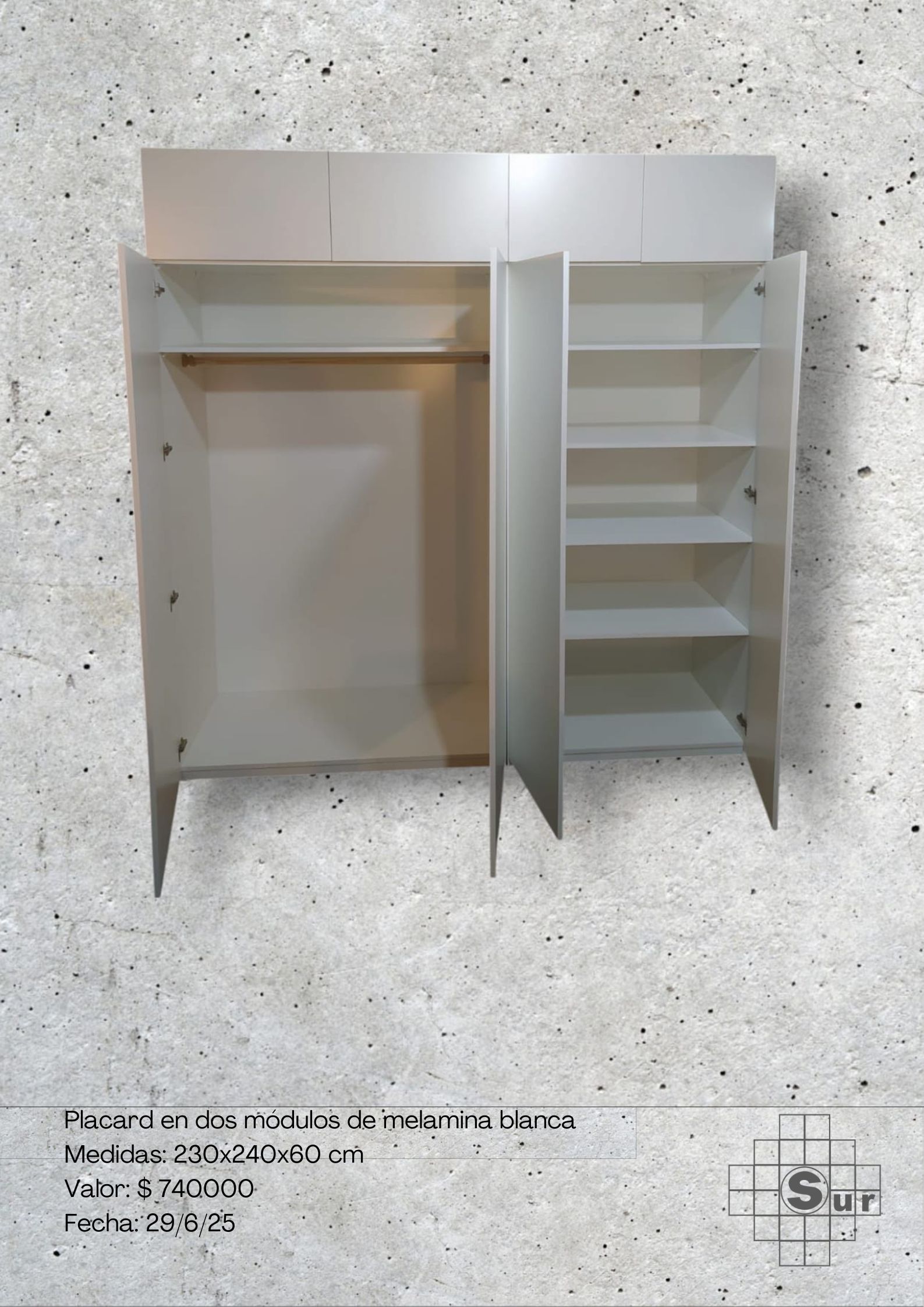 Placard melamina blanca.