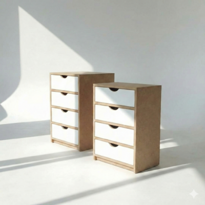 Cajonera fibro fácil c/ melamina blanca